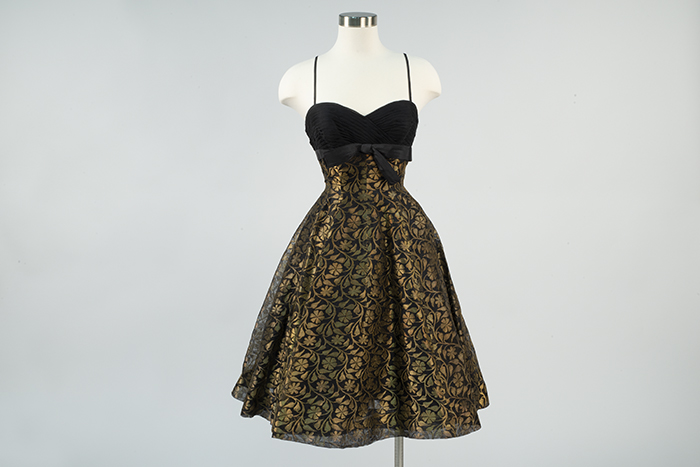 Image of Black and gold cocktail dress, 1950s